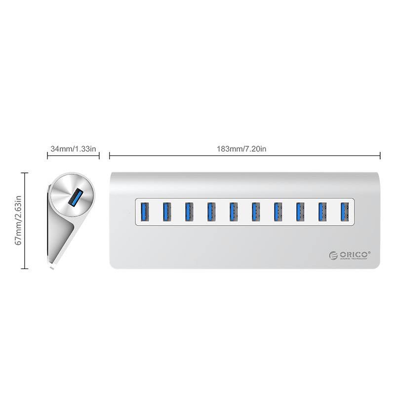 Bộ chia USB Hub Orico M3H10 10 cổng 3.0 có nguồn phụ