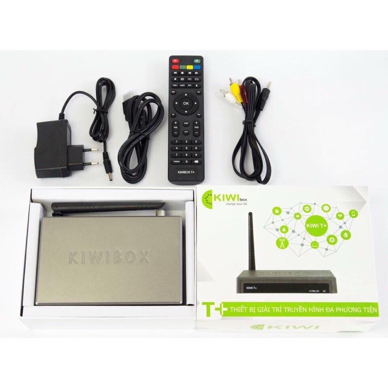 Androi Kiwi box T+ xem truyền hình không mất phí, tích hợp wifi và DVB T2. TIVI BOX KIWI T+ truyền hình số mặt đất/ mạng