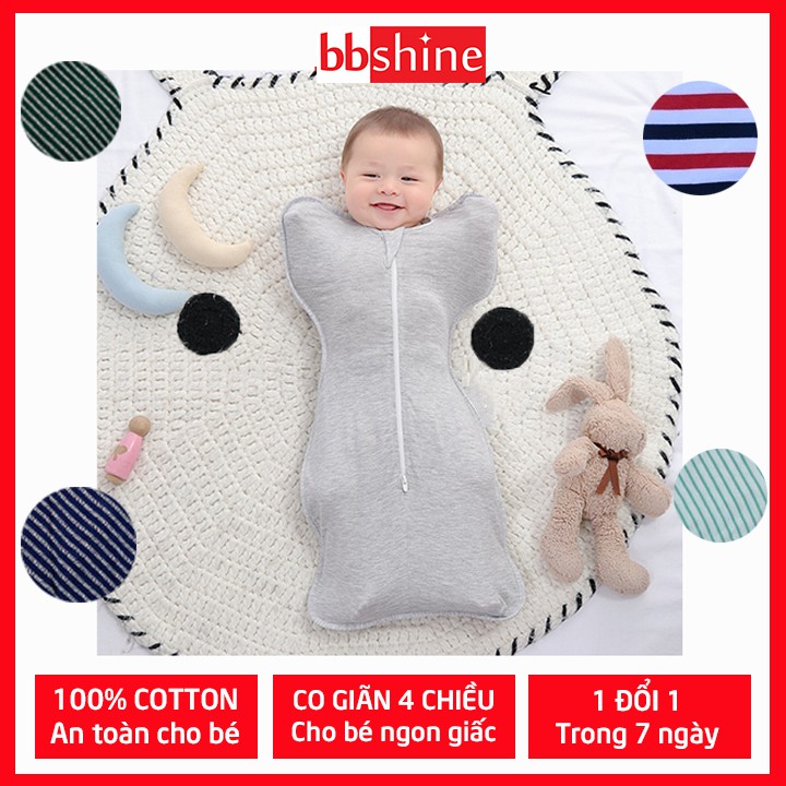 Nhộng chũn cho bé sơ sinh chất vải thun cotton 4 chiều mềm mịn mát khóa