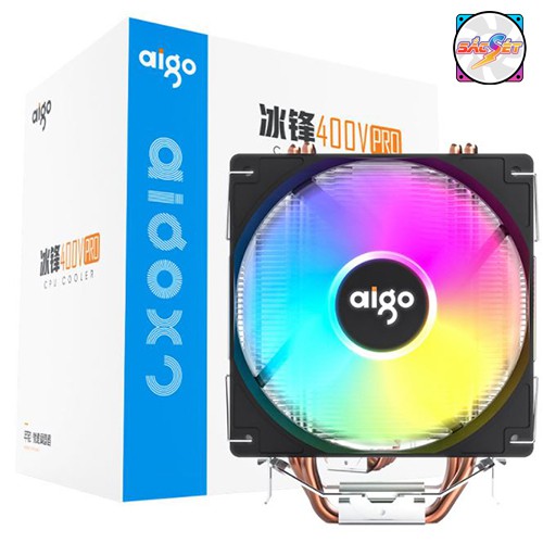 Quạt tản nhiệt CPU AIGO 400V-PRO. LED RGB Rainbow, điều tốc PWM. Hiệu năng tương đương T400i, CR 1000, Gammax 400 !!!