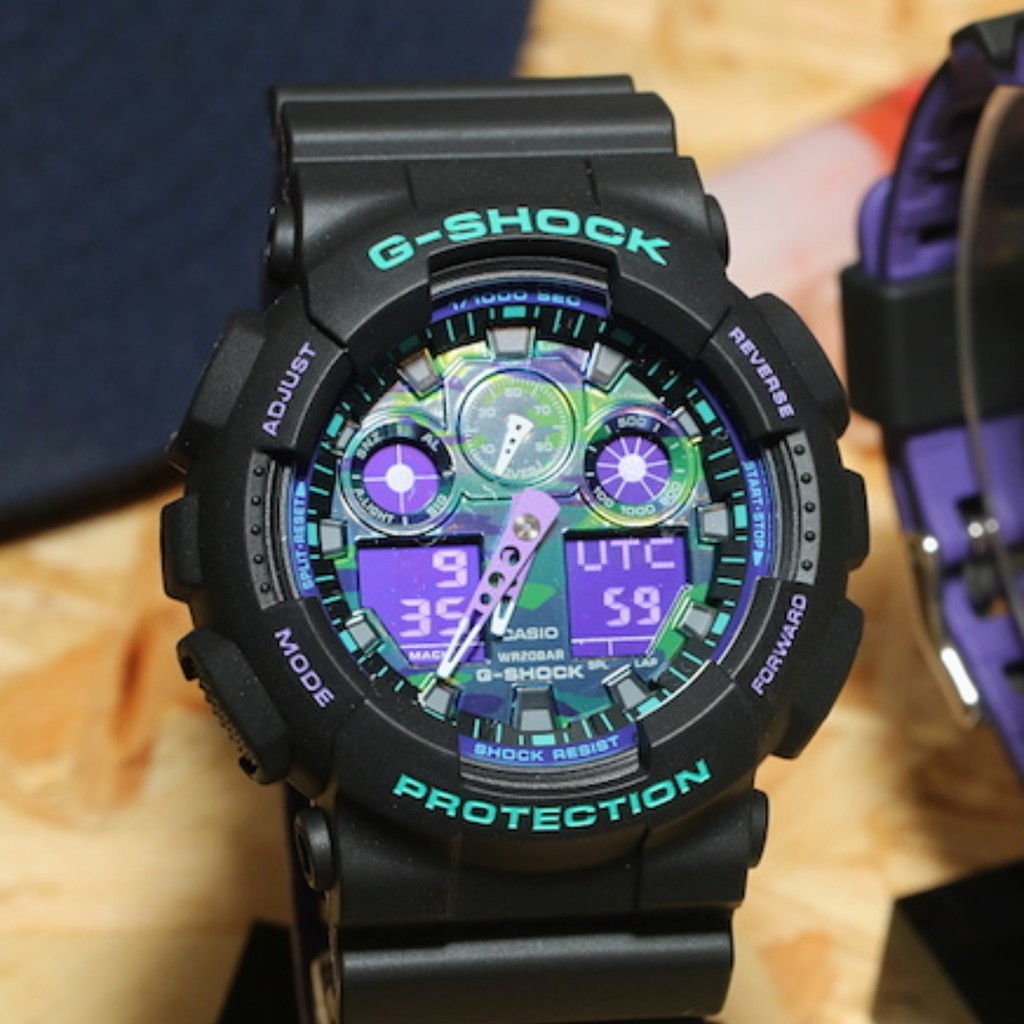 Đồng hồ nam Casio G Shock GA-100BL-1ADF Dây Nhựa Hai Màu - Chống Nước 200m