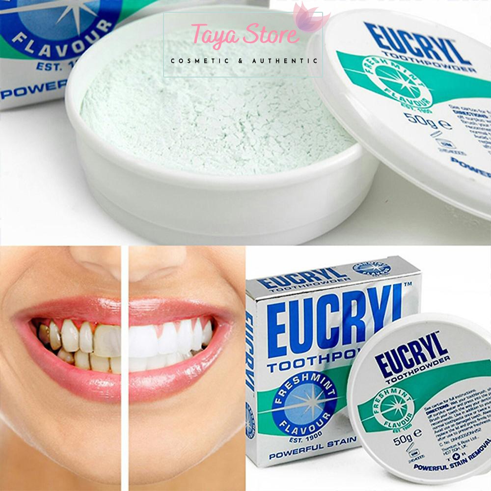 Tẩy trắng răng Eucryl United Kindom bột tẩy trắng răng an toàn 50g