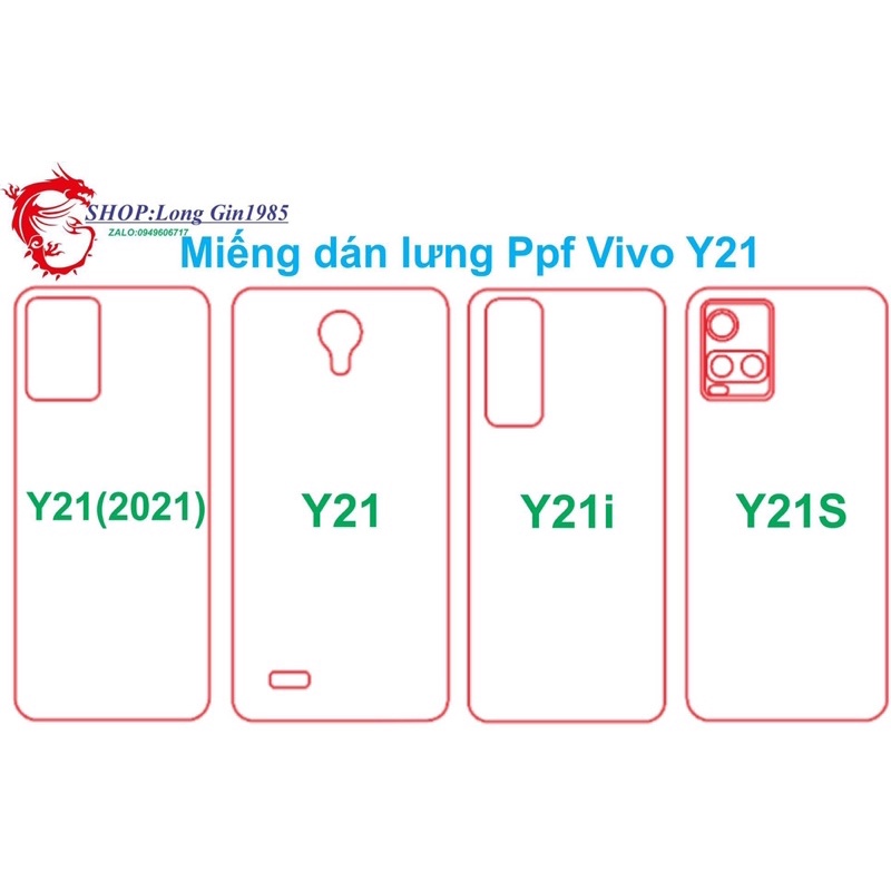 Vivo Y21(2021),Y21,Y21i,Y21S miếng dán Ppf mặt sau bảo vệ tốt cho điện thoại