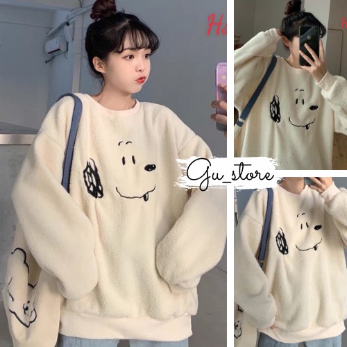 Áo lông thêu hình dài tay Snoopy dầy dặn xinh xắn mã596