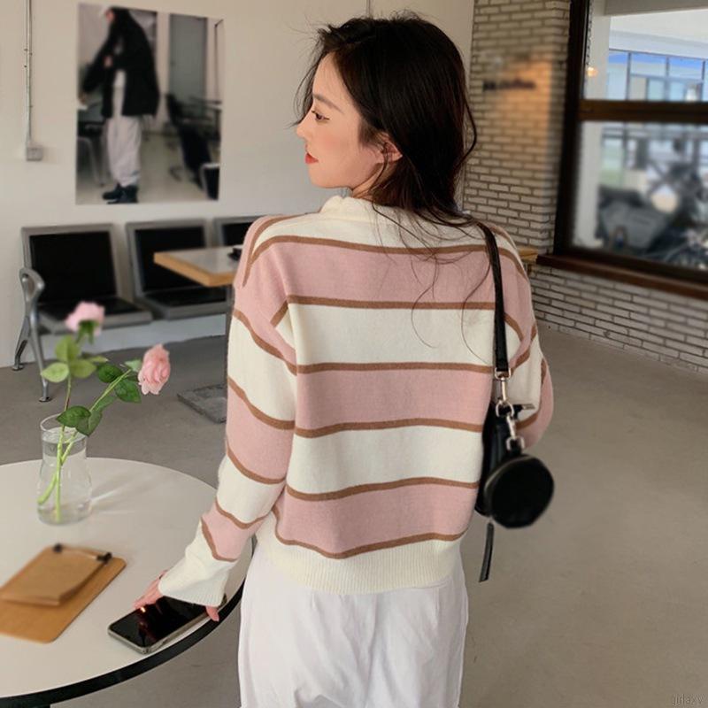 Áo len cardigan cổ chữ V tay dài phối nút gài thời trang dành cho nữ