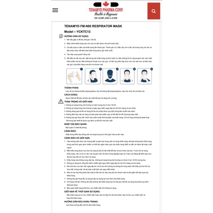 [Hộp 20 cái] Khẩu trang chống dịch cao cấp Tenamyd FM N95 Chính hãng