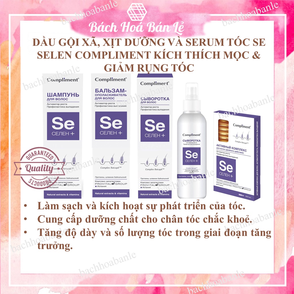 Dầu Gội _ Xịt dưỡng _ Serum Compliment kích mọc tóc, ngăn ngừa gãy rụng