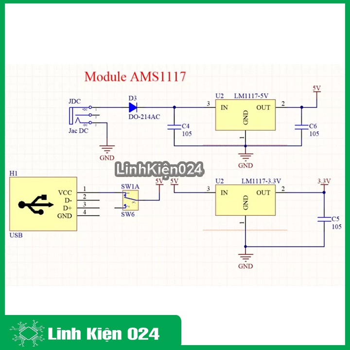 Combo module nguồn Ams1117 3V3-5V và Board Test MB-102