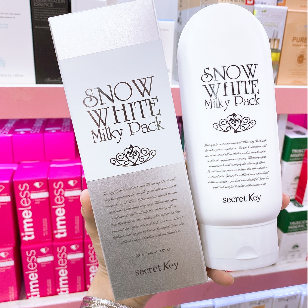 Kem tắm trắng mặt và toàn thân Snow White Milky Pack Secret Key 200g