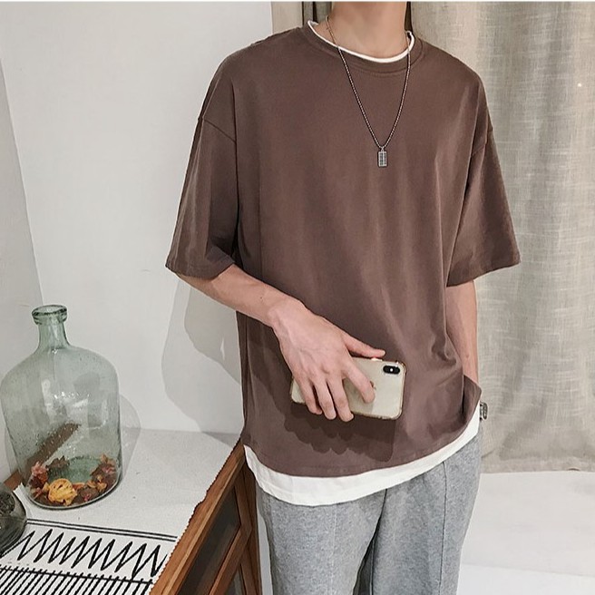 Áo Phông Tay Lỡ Phối Layout Unisex Cho Cả Nam Và Nữ Vải Cotton Đẹp Và Thoáng Mát