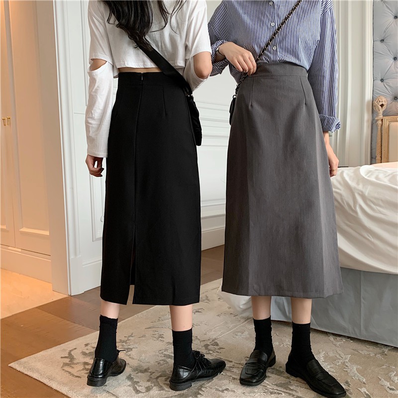 Kumivn chân váy suông dáng dài lưng cao xẻ sau cạp khóa ulzzang Hàn Quốc | BigBuy360 - bigbuy360.vn