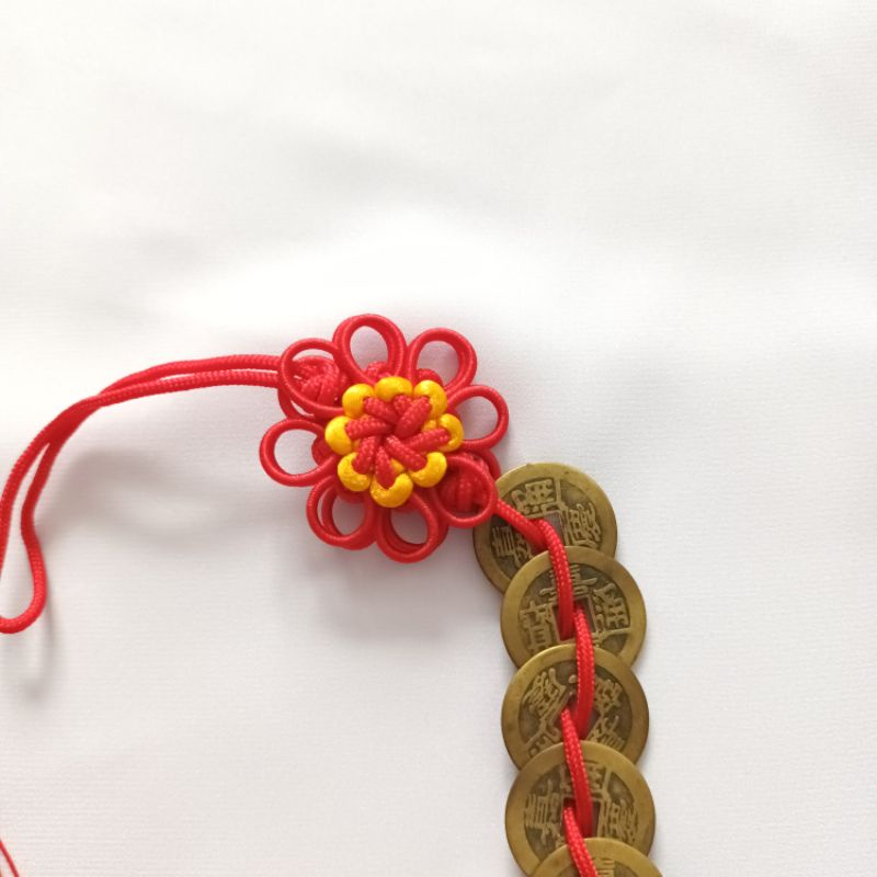 Chuỗi tiền xu ngũ đế đắc tài lộc treo xe, bàn làm việc, quầy thu ngân, phòng khách, trấn trạch, thuật phong thủy