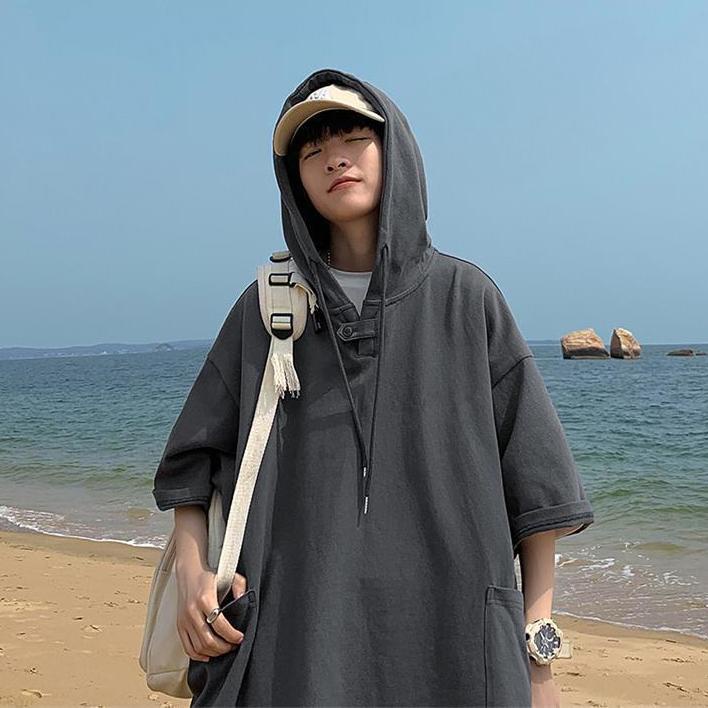 Áo Hoodie Tay Ngắn Thời Trang Mùa Hè Cho Nam