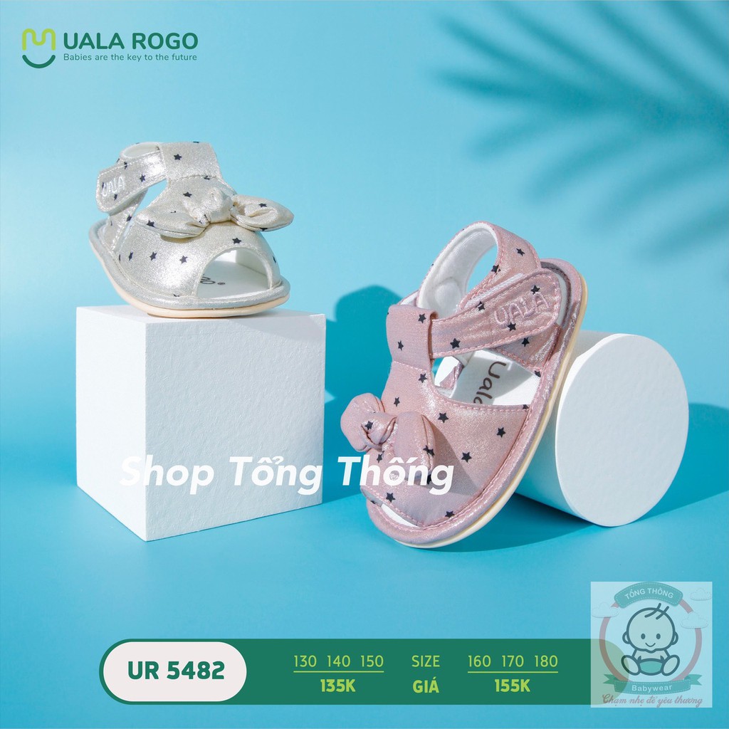 Giày tập đi chuẩn y khoa đế cao su non chống trơn trượt UALA ROGO bé trai bé gái siêu mềm nhẹ Nơ tròn in ngôi sao 5482