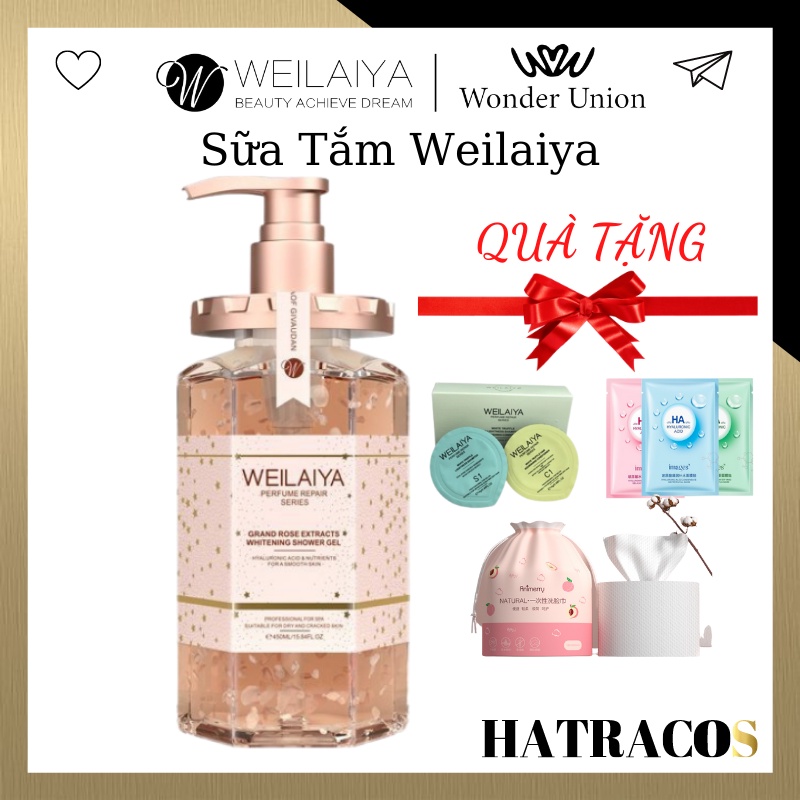 Sữa Tắm WEILAIYA Chính Hãng Nước Hoa Dưỡng Ẩm Trắng Da Cánh Hoa Hồng 450ml ST01