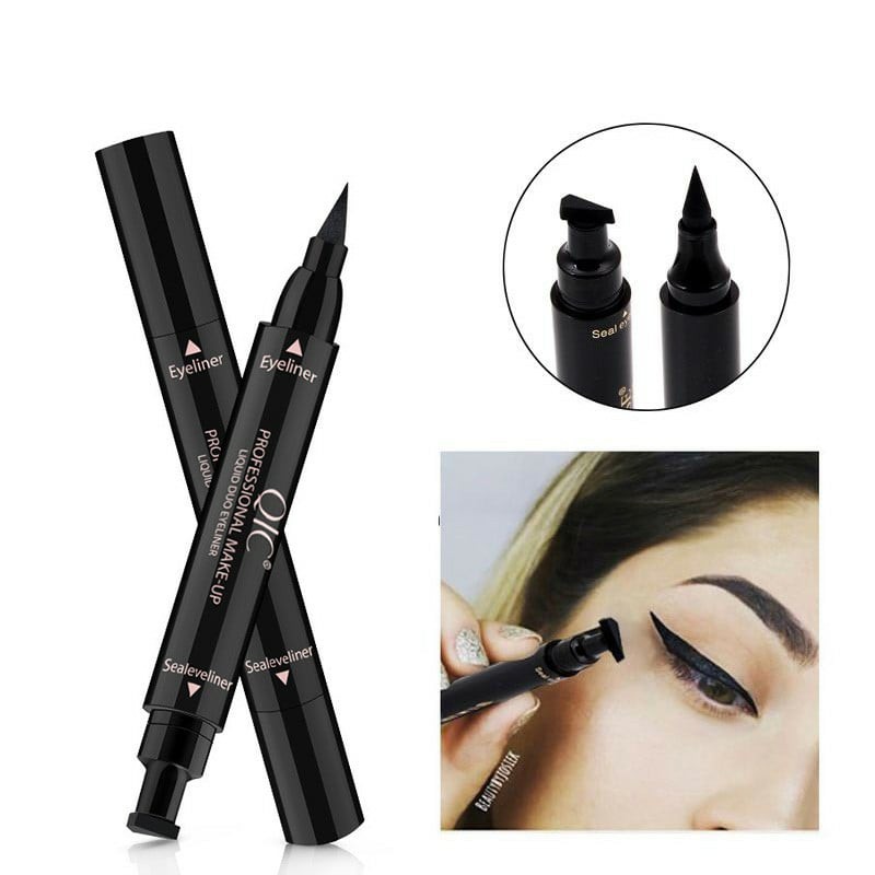 Bút kẻ mắt  QIC dạng lỏng 2 trong 1 có đầu tem chống thấm nước lâu trôi