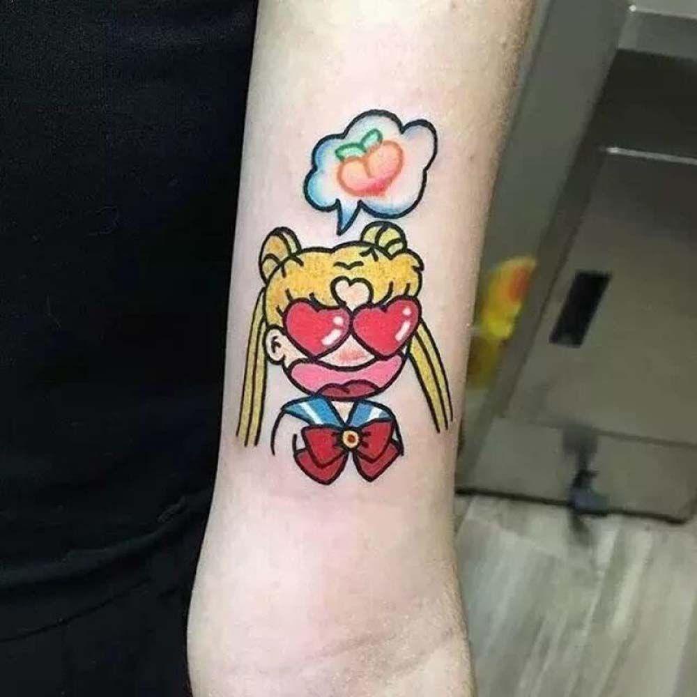 Hình Xăm Dán Tạm Thời Chống Nước Hình Thủy Thủ Mặt Trăng