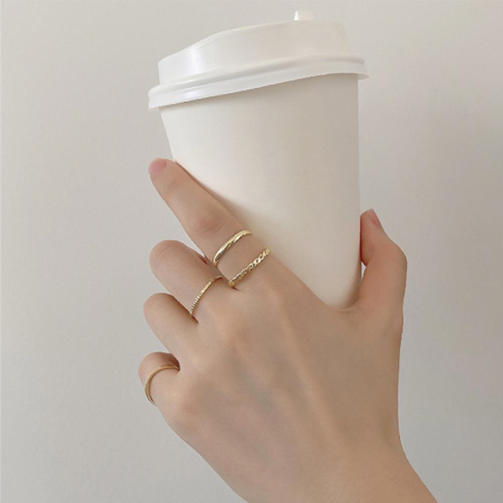 MXGOODS Nhẫn Kim Loại Thiết Kế Hình Học Đơn Giản Cho Nữ