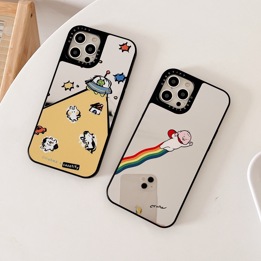 Ốp Lưng Chống Sốc Hình Người Ngoài Hành Tinh Cho iPhone 14 / 13 / 12 / 11 / X / 8 / 7P