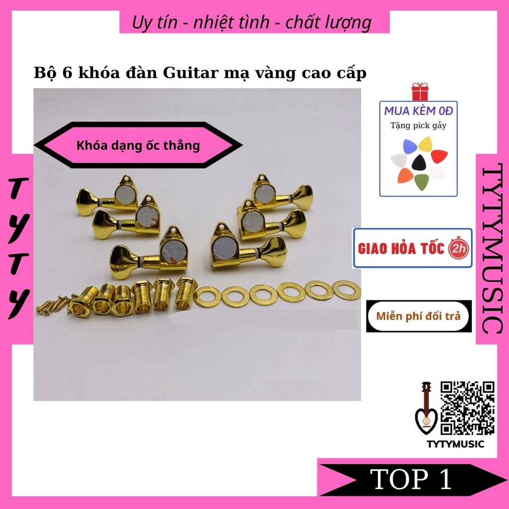 Khóa đàn guitar ACOUSTIC mạ vàng cao cấp tạo thẩm mĩ thêm cho đàn TYTYmusic