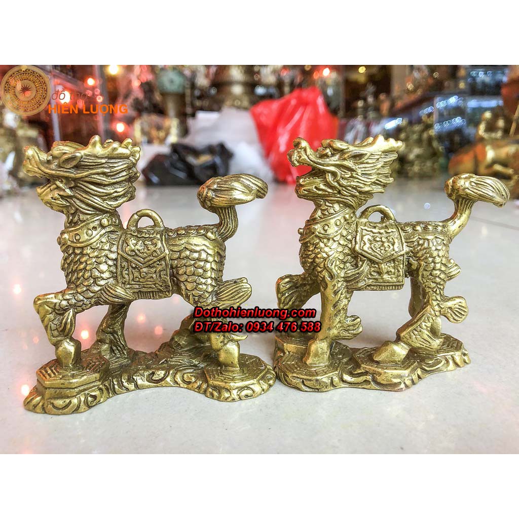 Đôi Kì Lân Treo Bằng Đồng Cao 8cm- Tứ Linh Phong Thủy