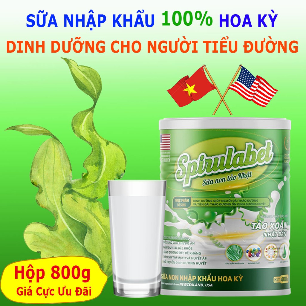 Sữa Non Tảo Nhật Spirulabet 400g [ MUA 3 TẶNG 1 - MUA 5 TẶNG 2 ] - Dinh dưỡng dành cho người tiểu đường