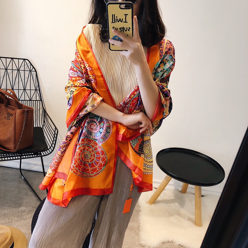 Khăn Choàng Cổ Dài Bằng Lụa In Họa Tiết Pashmina 2021 Thời Trang Cho Nữ