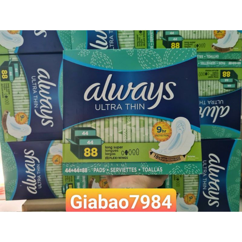 BĂNG VỆ SINH ALWAYS ULTRA THIN 88 miếng-Hàng Mỹ