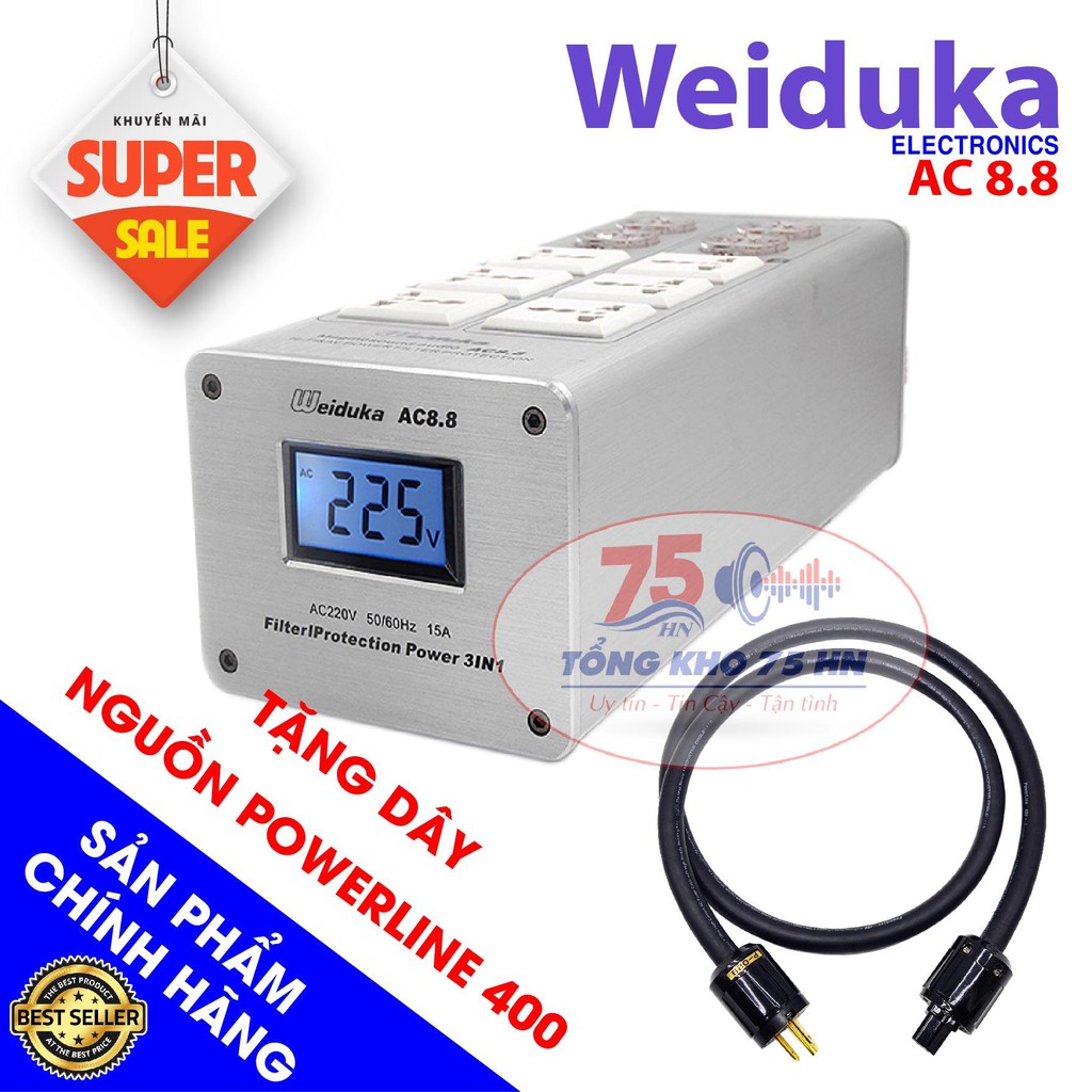 Bộ lọc nguồn điện sạch WEIDUKA AC8.8 cao cấp - Tặng dây nguồn Monster Powerline 400