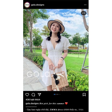 Đầm trắng cổ V Gola size S