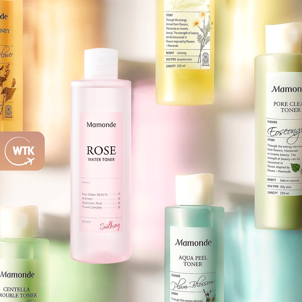 Nước hoa hồng Mamonde Flower Toner 250ml - Rose Water / Centella Trouble / Chamomile Pure / Pore Clean / Aqua Peel làm sạch lỗ chân lông
