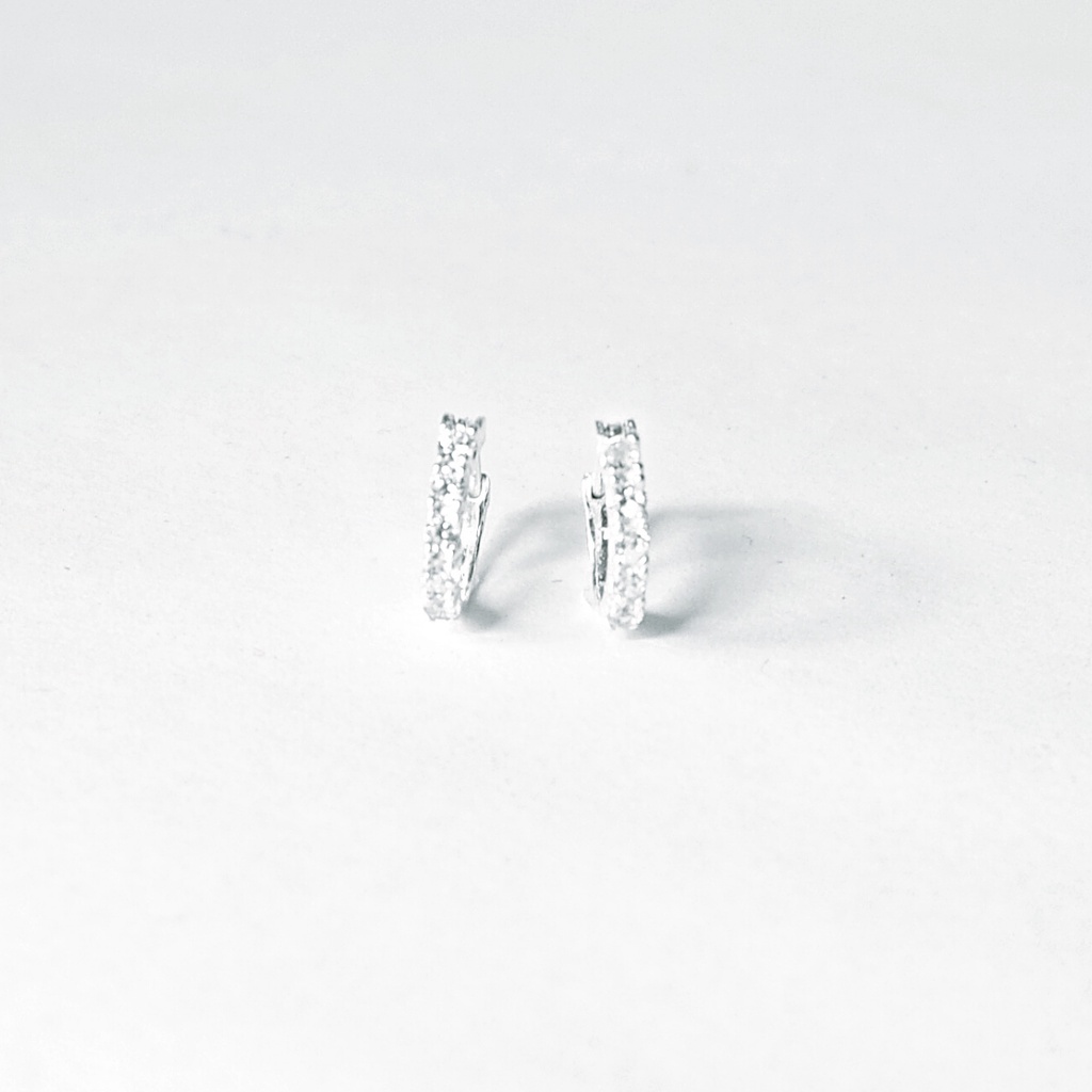 Khuyên tai bạc ATJ9087 thiết kế tròn sát tai đính đá bạc ta - ANTA Jewelry