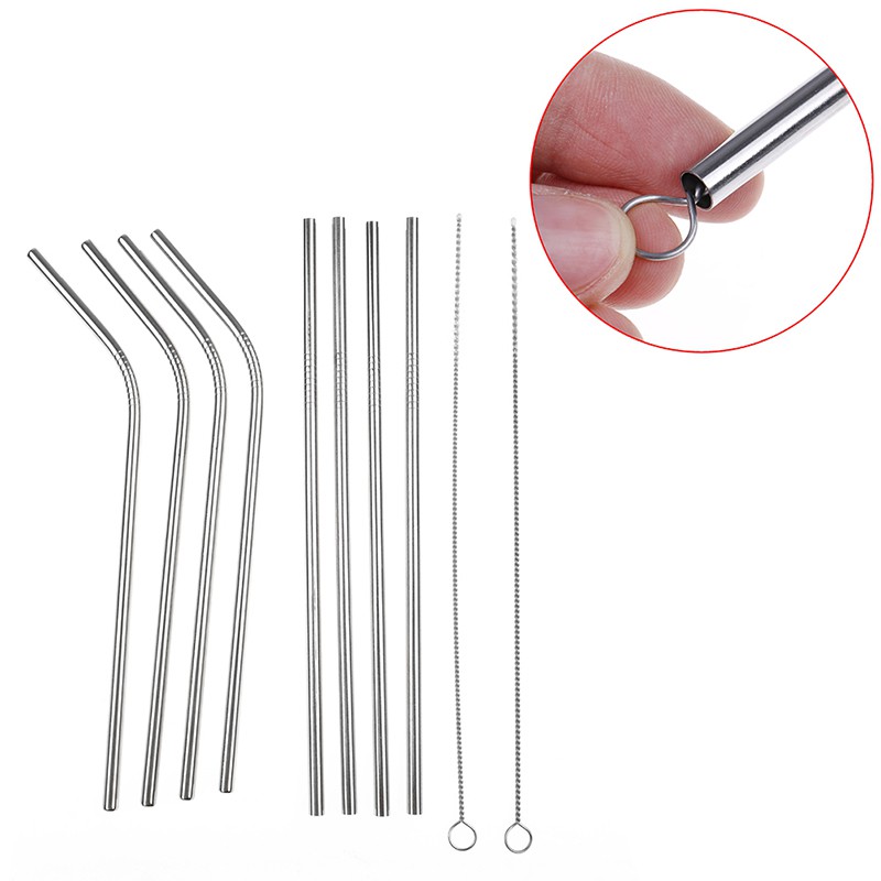 ❀❀ Bộ 4 Ống Hút Bằng Thép Không Gỉ Kèm 1 Cọ Vệ Sinh