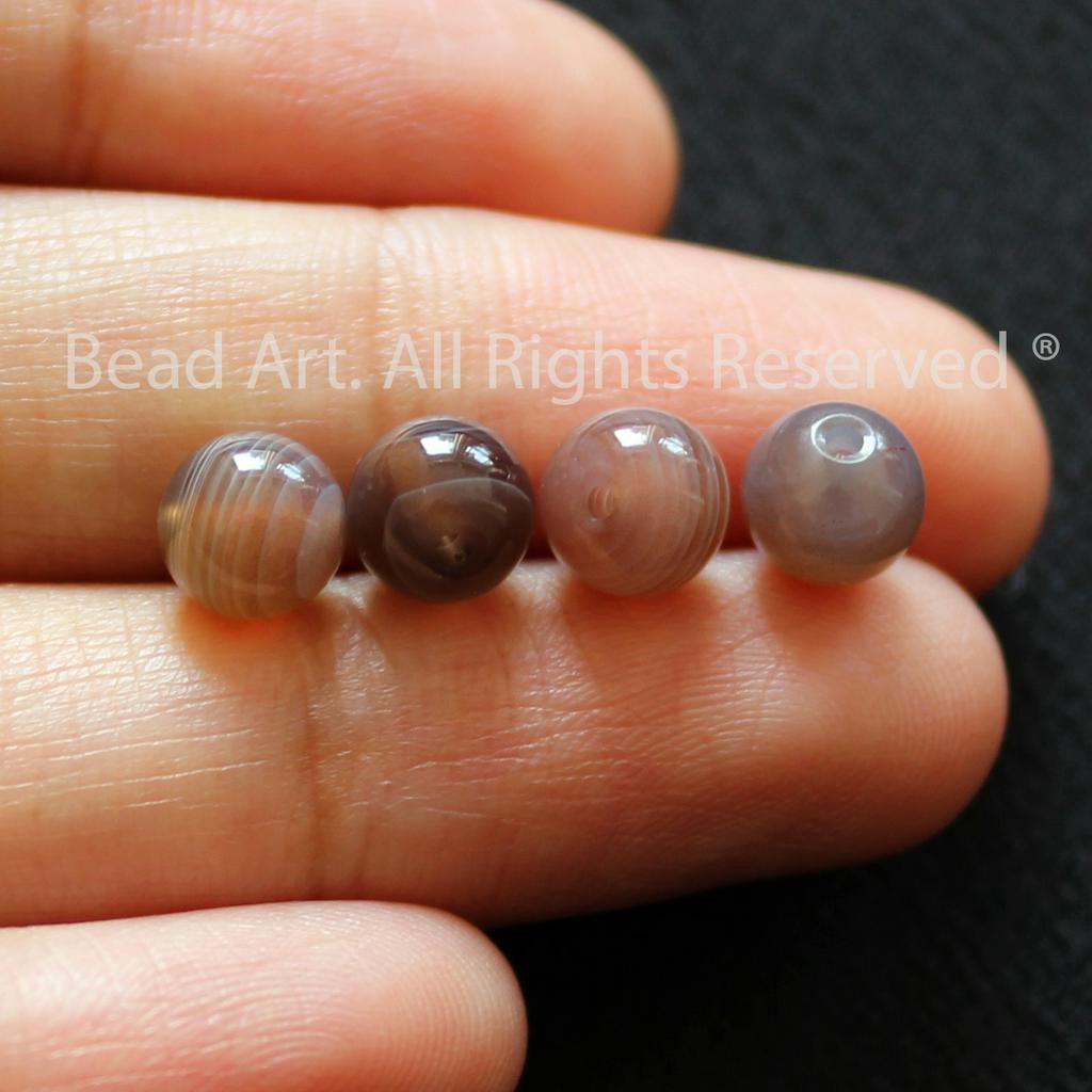 6MM Đá Agate Xám Đỏ, Phối Vòng Tay Phong Thuỷ, Chuỗi Hạt, Trang Sức S50 - Bead Art