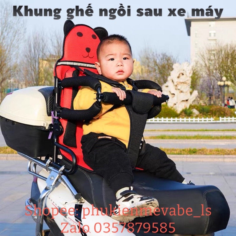 KH89-Khung ghế bảo vệ ngồi sau xe máy, xe máy điện gấp gọn, mở được cốp xe(inbox)