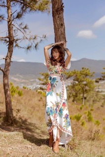 Đầm boho vintage viền cột eo xẻ tà ❤️❤️❤️❤️