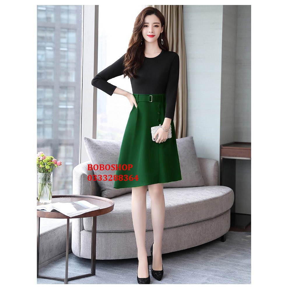 Chân Váy Nữ ❣️𝑭𝒓𝒆𝒆𝒔𝒉𝒊𝒑❣️ CHÂN VÁY XẾP LY PHỐI NÚT SILA - Hàng thiết kế phom chuẩn đẹp