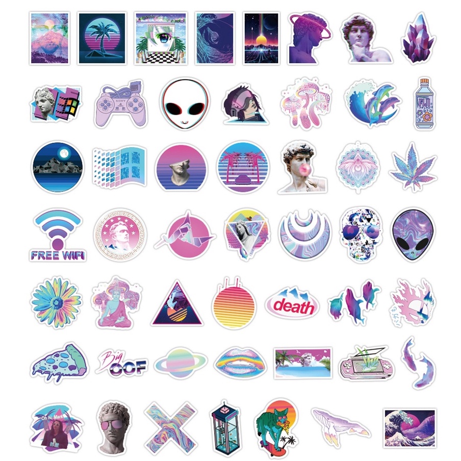 Set 50/25/10 Sticker Dán Trang Trí Vali Laptop Chống Thấm Nước Độc Đáo