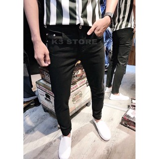 QUẦN BÒ NAM ĐEN TRƠN FORM SKINNY BASIC