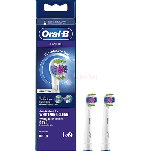 Đầu bàn chải thay thế bàn chải điện Oral-B 3D White (Set 2 cái) - Hàng nhập khẩu