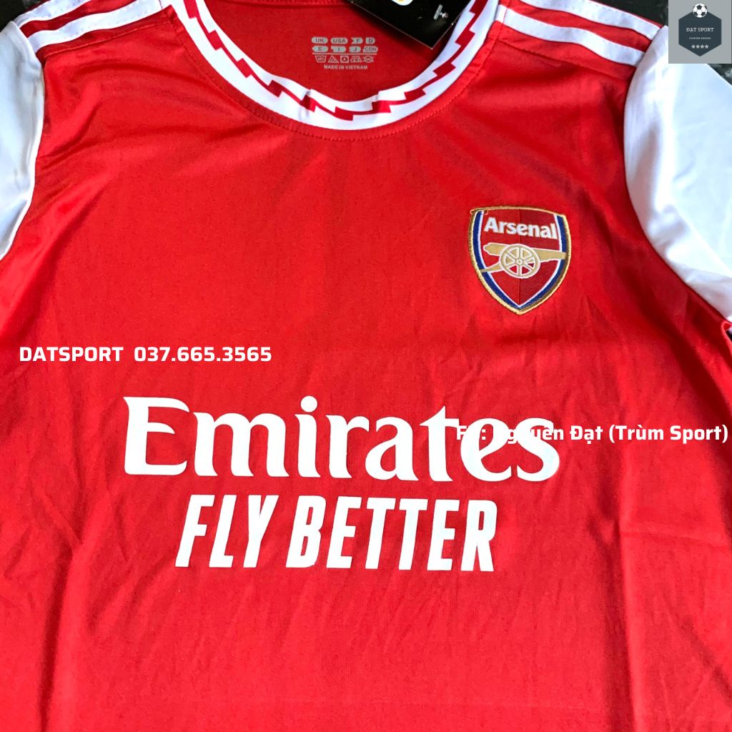 Quần Áo Bóng Đá Trẻ Em CLB Arsenal Đỏ Mùa 2022/23 Vải Thun Lạnh Cao Cấp