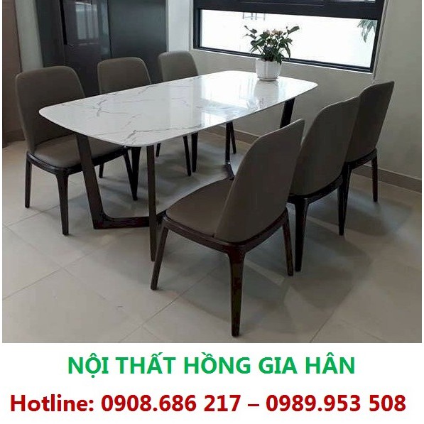 Bộ Bàn Ăn 6 Ghế Bọc Da Sang Trọng HGH