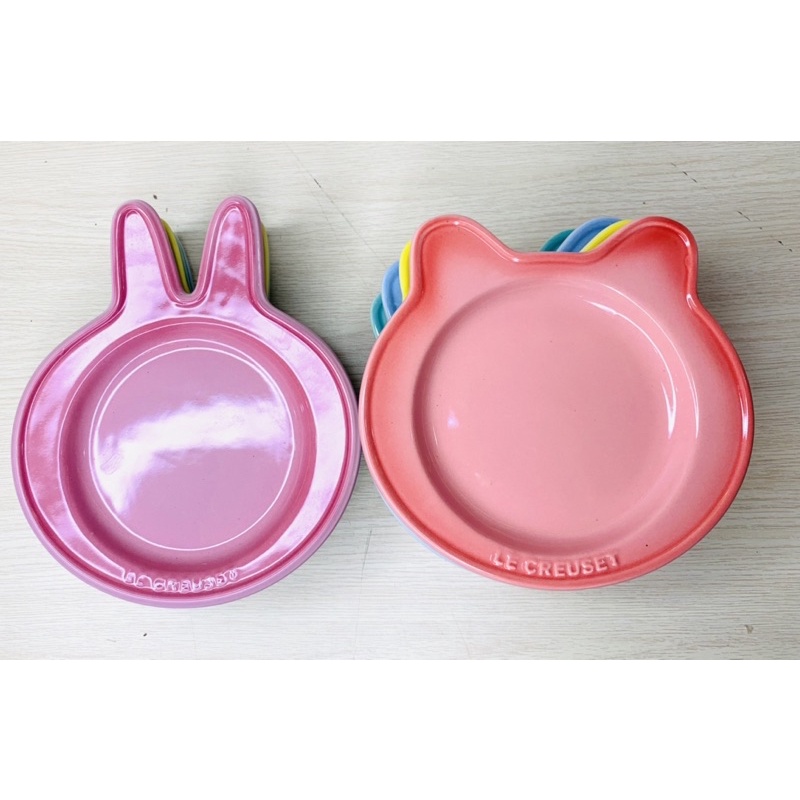 Đĩa gốm sứ hình tai thỏ hồng 20cm, gấu 16cm xinh xắn - Tiện lợi, đa năng