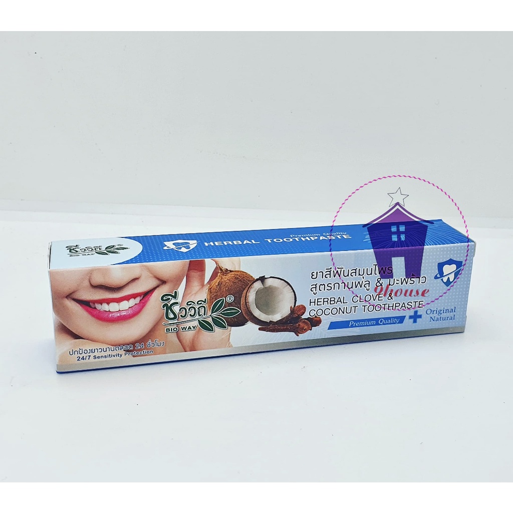 01 TUÝP Kem đánh răng thảo dược dừa và đinh hương Bio Way Herbal Clove &amp; Coconut Toothpaste 50gram