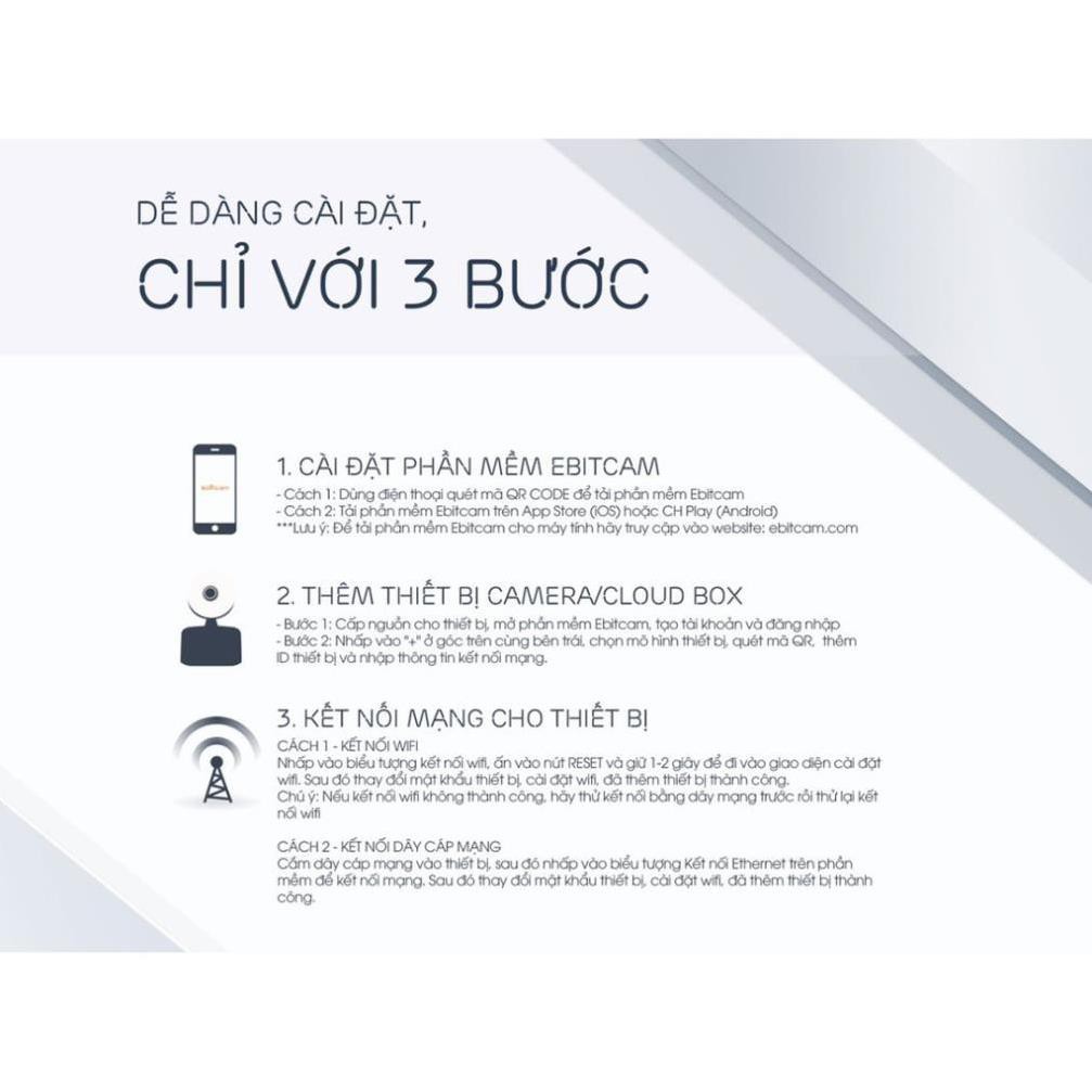 [Xã Kho] Camera Wifi Ebitcam E2 720P - Camera Không Dây Ebitcam Đời Đầu, Cực Bền, Siêu Nét, kèm thẻ 32GB/64GB/128GB | BigBuy360 - bigbuy360.vn