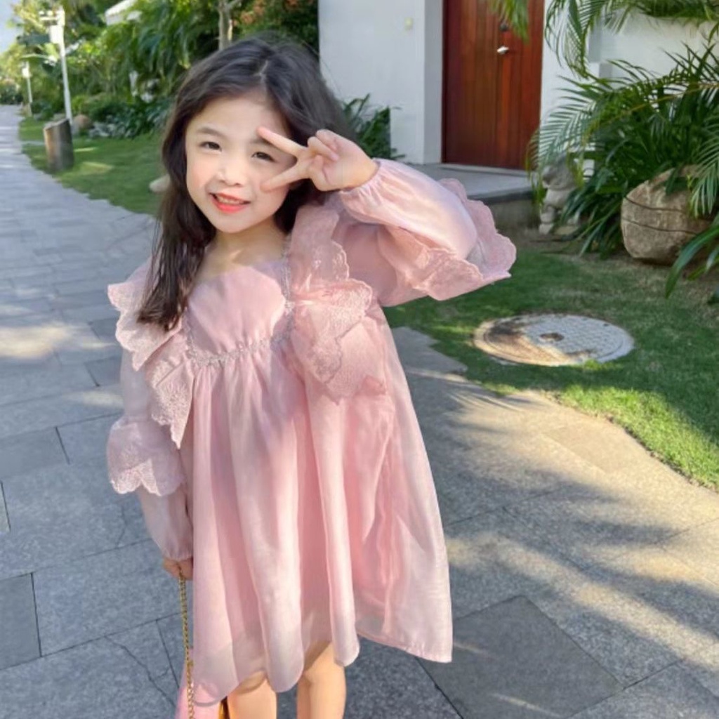 Đầm Công Chúa Tay Dài Thời Trang Mùa Xuân Phong Cách Phương Tây Mới 2022 Dành Cho Bé Gái