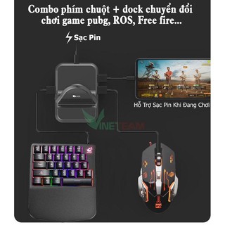 Combo Bộ dock chuyển đổi chơi game PUBG Mobile +bàn phím k11+chuột V5 - DC3315+DC3155+DC2220