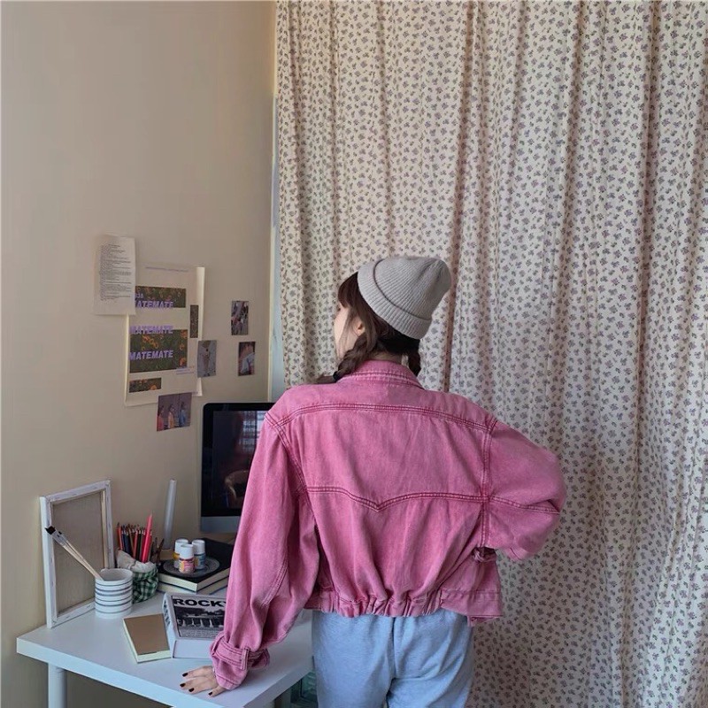 pinky crop denim jacket