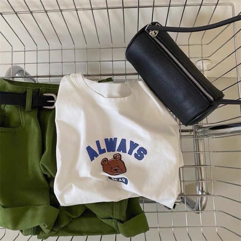 Áo Thun 3158 In Hình GẤU ALWAY Form Rộng Unisex Chất Cotton Khô Loại 1, Thoáng Mát, Thấm Hút Mồ Hôi - GUNN