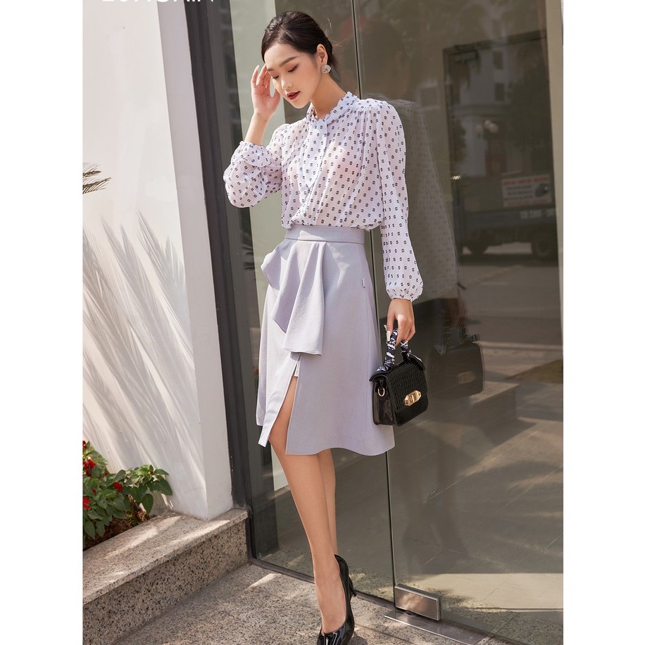 Chân váy xòe công sở 20AGAIN, hàng thiết kế bèo lệch 1 bên thanh lịch JXA1062 | BigBuy360 - bigbuy360.vn